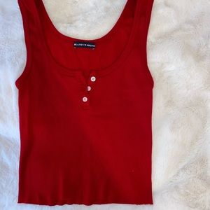 NWOT Brandy Melville red cropped Henley tank